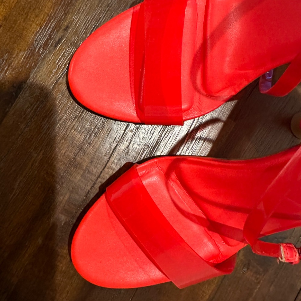 Marc Fisher Red Calisty Strappy Heeled Sandal Open Toe Size 7 - Picture 8 of 9